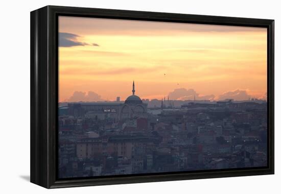 Cityscape of Istanbul at Sunset-Alex Saberi-Framed Premier Image Canvas