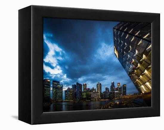 Cityscape of Singapore at night-Ferry Tan-Framed Stretched Canvas