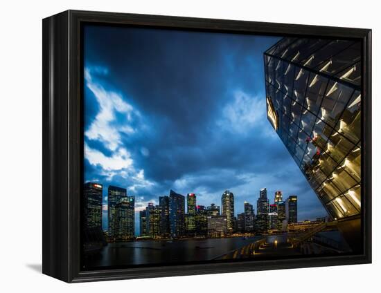 Cityscape of Singapore at night-Ferry Tan-Framed Stretched Canvas