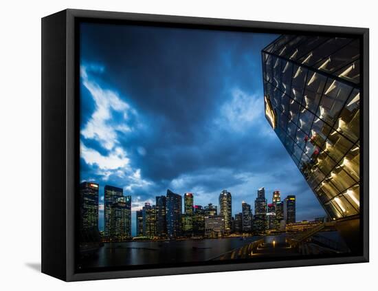 Cityscape of Singapore at night-Ferry Tan-Framed Stretched Canvas
