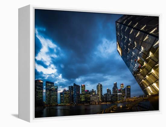 Cityscape of Singapore at night-Ferry Tan-Framed Stretched Canvas