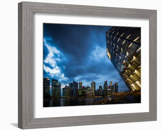 Cityscape of Singapore at night-Ferry Tan-Framed Photo