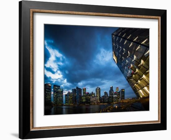 Cityscape of Singapore at night-Ferry Tan-Framed Photo
