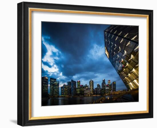 Cityscape of Singapore at night-Ferry Tan-Framed Photo