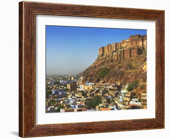 Cityscape of the Blue City with Meherangarh, Majestic Fort, Jodhpur, Rajasthan, India-Keren Su-Framed Photographic Print