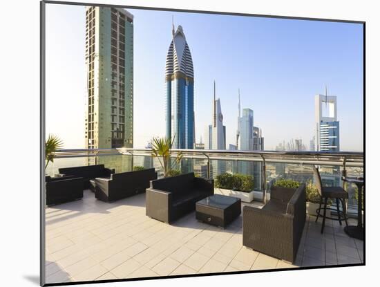 Cityscape Seen From Rooftop Bar, Sheikh Zayed Road, Dubai, United Arab Emirates, Middle East-Amanda Hall-Mounted Photographic Print
