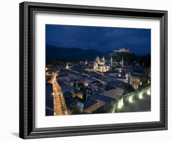 Cityscape Showing Schloss Hohensalzburg, Dusk, Saltzburg, Austria-Charles Bowman-Framed Photographic Print