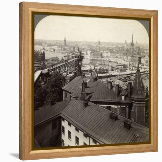 Cityscape, Stockholm, Sweden-Underwood & Underwood-Framed Premier Image Canvas