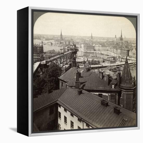 Cityscape, Stockholm, Sweden-Underwood & Underwood-Framed Premier Image Canvas