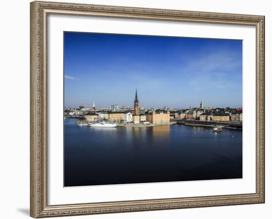 Cityscape, Stockholm, View on Districts Riddarholmen, Gamla Stan and Kungsholmen-Frina-Framed Photographic Print