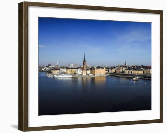 Cityscape, Stockholm, View on Districts Riddarholmen, Gamla Stan and Kungsholmen-Frina-Framed Photographic Print