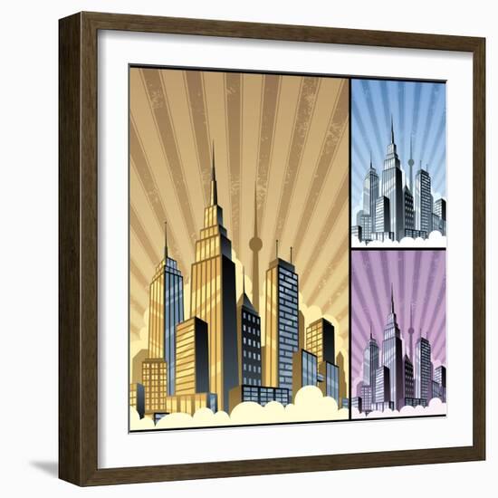 Cityscape Vertical-Malchev-Framed Art Print