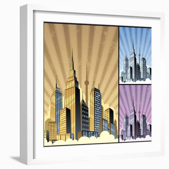 Cityscape Vertical-Malchev-Framed Art Print