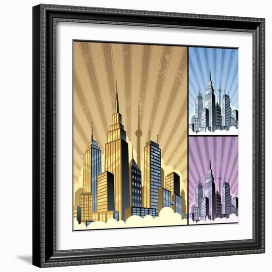 Cityscape Vertical-Malchev-Framed Art Print