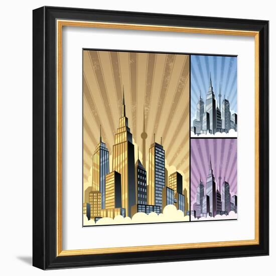 Cityscape Vertical-Malchev-Framed Art Print