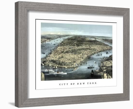 Cityscape View of New York City, Circa 1850-Stocktrek Images-Framed Art Print