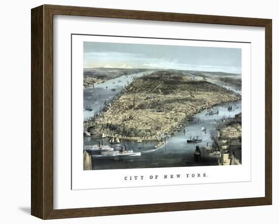 Cityscape View of New York City, Circa 1850-Stocktrek Images-Framed Art Print