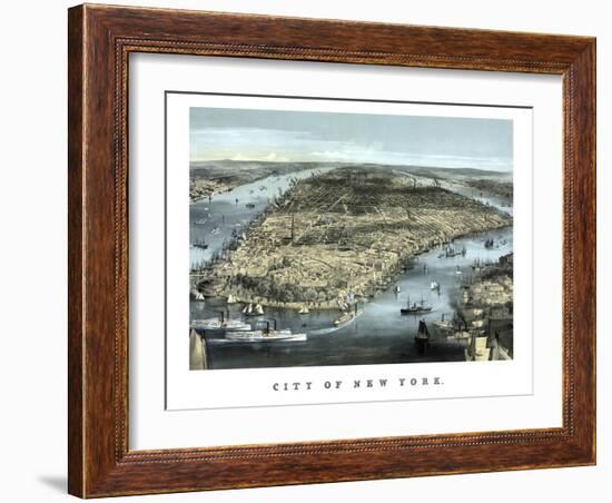 Cityscape View of New York City, Circa 1850-Stocktrek Images-Framed Art Print