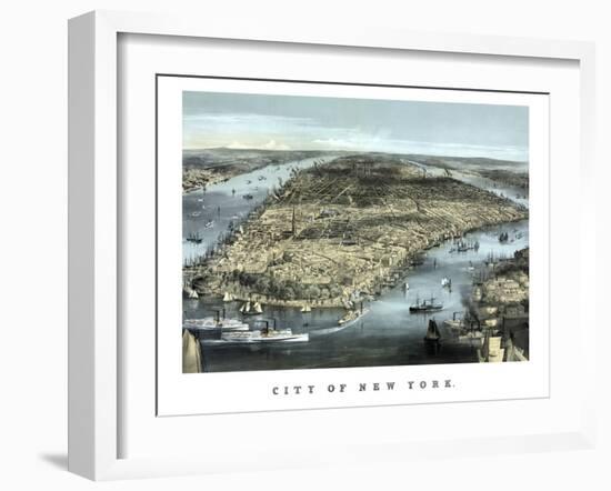 Cityscape View of New York City, Circa 1850-Stocktrek Images-Framed Art Print