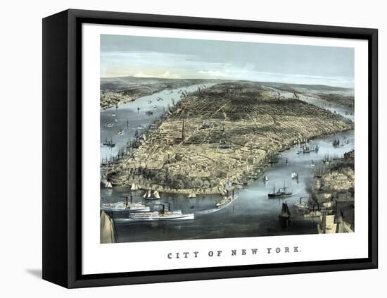 Cityscape View of New York City, Circa 1850-Stocktrek Images-Framed Stretched Canvas