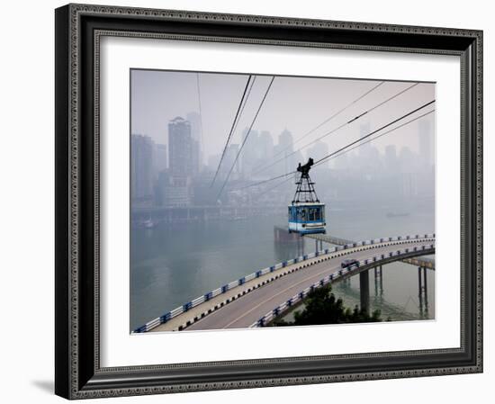 Cityscape With Cable Car, Chongqing City, Chongqing, China, Asia-Charles Bowman-Framed Photographic Print