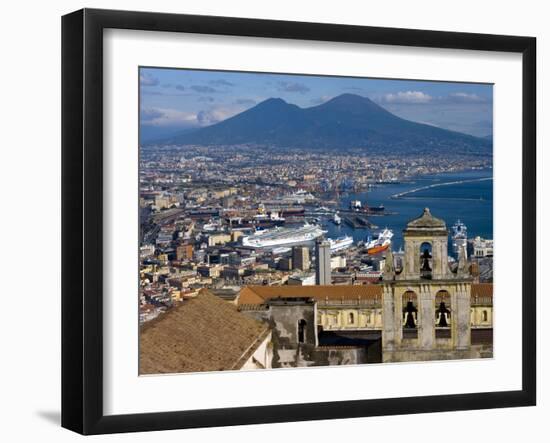Cityscape With Certosa Di San Martino and Mount Vesuvius Naples, Campania, Italy, Europe-Charles Bowman-Framed Photographic Print