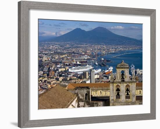 Cityscape With Certosa Di San Martino and Mount Vesuvius Naples, Campania, Italy, Europe-Charles Bowman-Framed Photographic Print