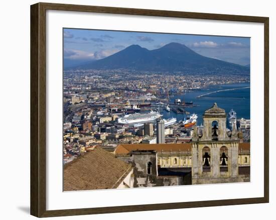 Cityscape With Certosa Di San Martino and Mount Vesuvius Naples, Campania, Italy, Europe-Charles Bowman-Framed Photographic Print