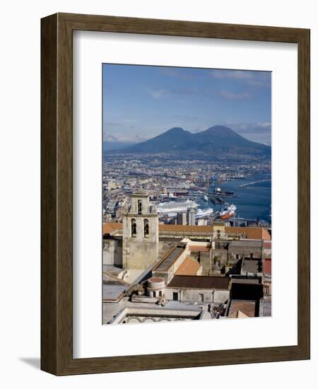 Cityscape With Certosa Di San Martino and Mount Vesuvius , Naples, Campania, Italy, Europe-Charles Bowman-Framed Photographic Print