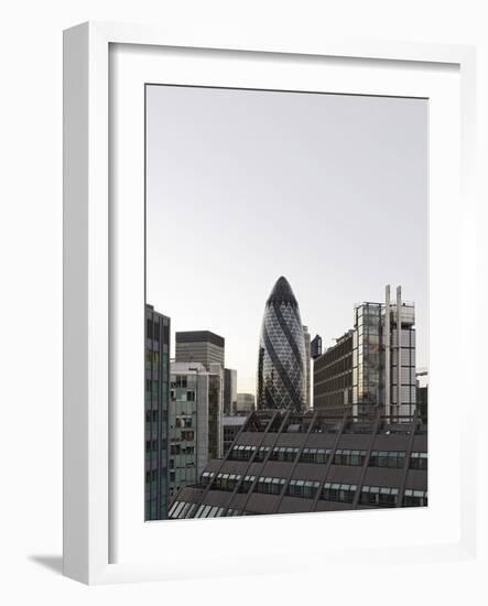 Cityscape with Swiss Re Tower by Architect Sir Norman Foster, 30 St Mary Axe, England-Axel Schmies-Framed Photographic Print