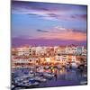 Ciutadella Menorca Marina Port Sunset with Boats and Streetlights in Balearic Islands-holbox-Mounted Photographic Print