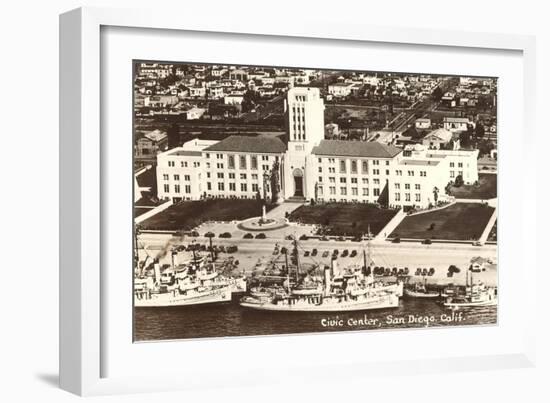 Civic Center, Ships, San Diego, California-null-Framed Art Print