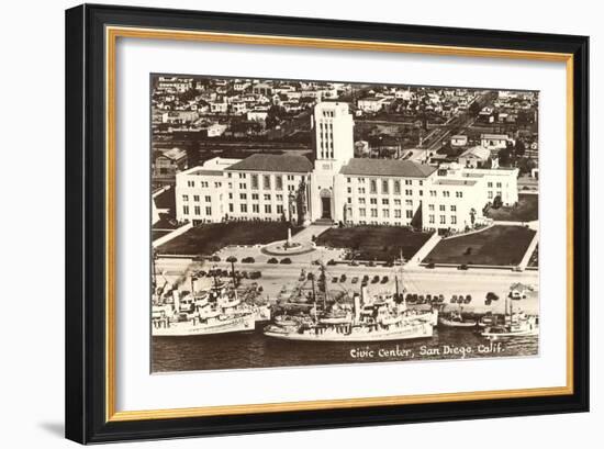 Civic Center, Ships, San Diego, California-null-Framed Art Print