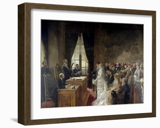 Civil Marriage of Son of Mathurin Moreau Mayor of Paris' 19th Arrondissement, 1884-Henri Gervex-Framed Art Print