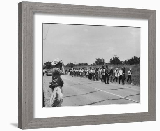 Civil Rights Demonstrators Marching to Encourage Voter Registration-null-Framed Photographic Print