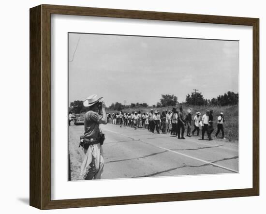 Civil Rights Demonstrators Marching to Encourage Voter Registration-null-Framed Photographic Print