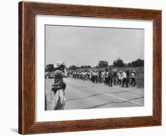 Civil Rights Demonstrators Marching to Encourage Voter Registration-null-Framed Photographic Print