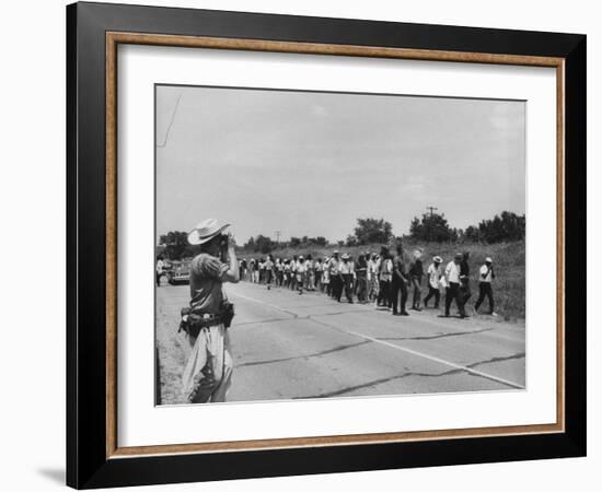 Civil Rights Demonstrators Marching to Encourage Voter Registration-null-Framed Photographic Print