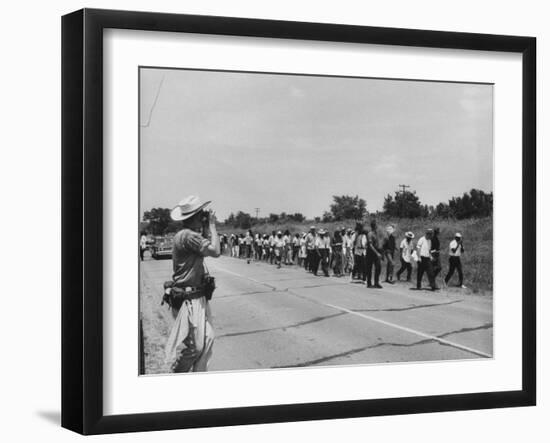 Civil Rights Demonstrators Marching to Encourage Voter Registration-null-Framed Photographic Print