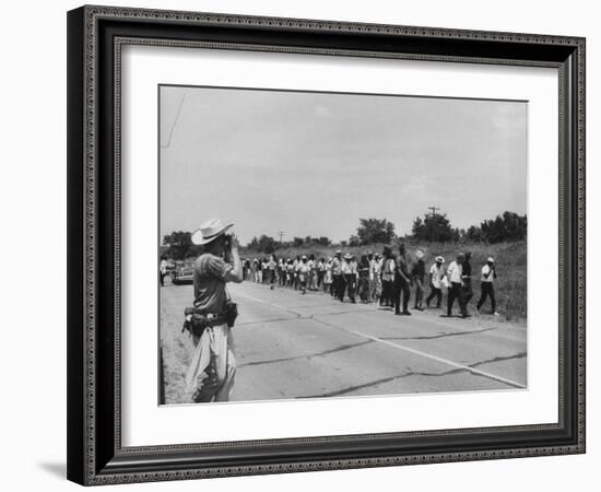 Civil Rights Demonstrators Marching to Encourage Voter Registration-null-Framed Photographic Print