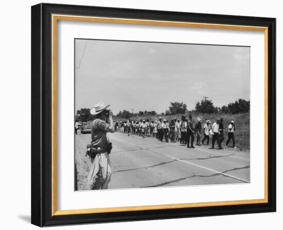 Civil Rights Demonstrators Marching to Encourage Voter Registration-null-Framed Photographic Print