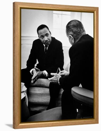 Civil Rights Leader Dr Martin Luther King with Pres. Lyndon Johnson During Visit to the White House-Stan Wayman-Framed Premier Image Canvas