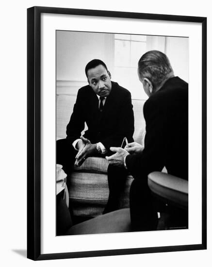 Civil Rights Leader Dr Martin Luther King with Pres. Lyndon Johnson During Visit to the White House-Stan Wayman-Framed Premium Photographic Print