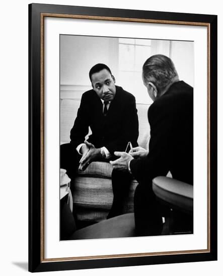 Civil Rights Leader Dr Martin Luther King with Pres. Lyndon Johnson During Visit to the White House-Stan Wayman-Framed Premium Photographic Print