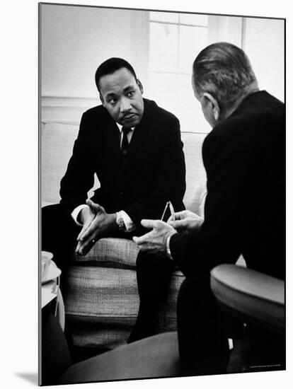 Civil Rights Leader Dr Martin Luther King with Pres. Lyndon Johnson During Visit to the White House-Stan Wayman-Mounted Premium Photographic Print