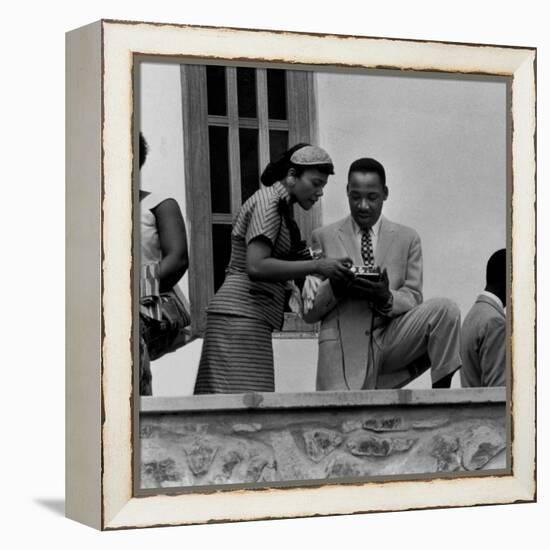 Civil Rights Leader Rev. Martin Luther King Jr. and Wife Visiting Ghanain Independence Ceremonies-Mark Kauffman-Framed Premier Image Canvas