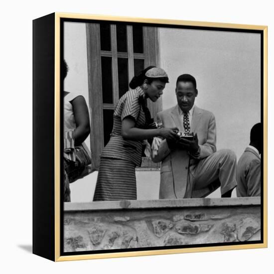 Civil Rights Leader Rev. Martin Luther King Jr. and Wife Visiting Ghanain Independence Ceremonies-Mark Kauffman-Framed Premier Image Canvas