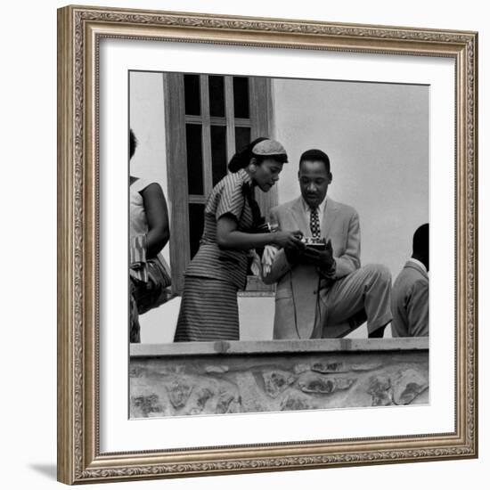 Civil Rights Leader Rev. Martin Luther King Jr. and Wife Visiting Ghanain Independence Ceremonies-Mark Kauffman-Framed Premium Photographic Print