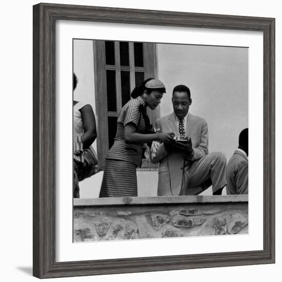 Civil Rights Leader Rev. Martin Luther King Jr. and Wife Visiting Ghanain Independence Ceremonies-Mark Kauffman-Framed Premium Photographic Print