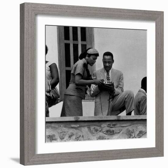 Civil Rights Leader Rev. Martin Luther King Jr. and Wife Visiting Ghanain Independence Ceremonies-Mark Kauffman-Framed Premium Photographic Print